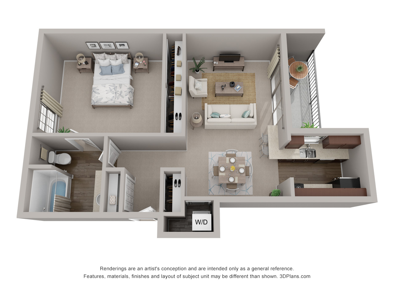 1 bedroom 1 bathroom apartment floorplan
